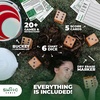 image:imageSWOOC Yardzee Farkle amp 20 Games  LightWeight Yard Dice Game Set All Weather with Collapsible Bucket 5 Big Laminated Score Cards and Marker Choose 25in or 35in Dice Yard GamesRed