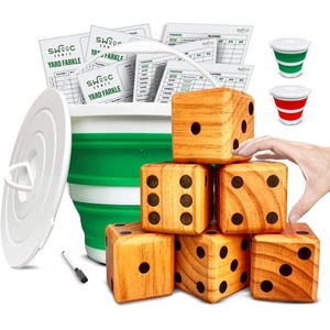 image:imageSWOOC Yardzee Farkle amp 20 Games  LightWeight Yard Dice Game Set All Weather with Collapsible Bucket 5 Big Laminated Score Cards and Marker Choose 25in or 35in Dice Yard GamesGreen