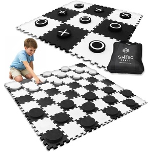 image:imageSwooc Games  2in1 Premium Giant Checkers amp Tic Tac Toe Game 4ft x 4ft  100 High Density EVA Foam Mat amp Pieces  Extra Large Checkers Set with Jumbo Checkerboard and Yard Size Tic Tac Toss