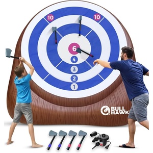 image:imageSwooc Games  Bull Hawker  Giant Axe Darts with 15 Games  Axe Throwing Game for Backyard with Air Pump  Large Outdoor Games for Adults and Family  Party Carnival Game  Throwing Yard FunXL  8ft