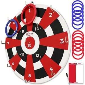 image:imageSwooc Games  Hook Darts Ring Toss Game  Wood Board amp Soft Rings  20 Games Included for Kids amp Adults  Wall Mounted Ring and Hook  Indoor amp Outdoor Wall Decor for Game Room Patio Garage Yard