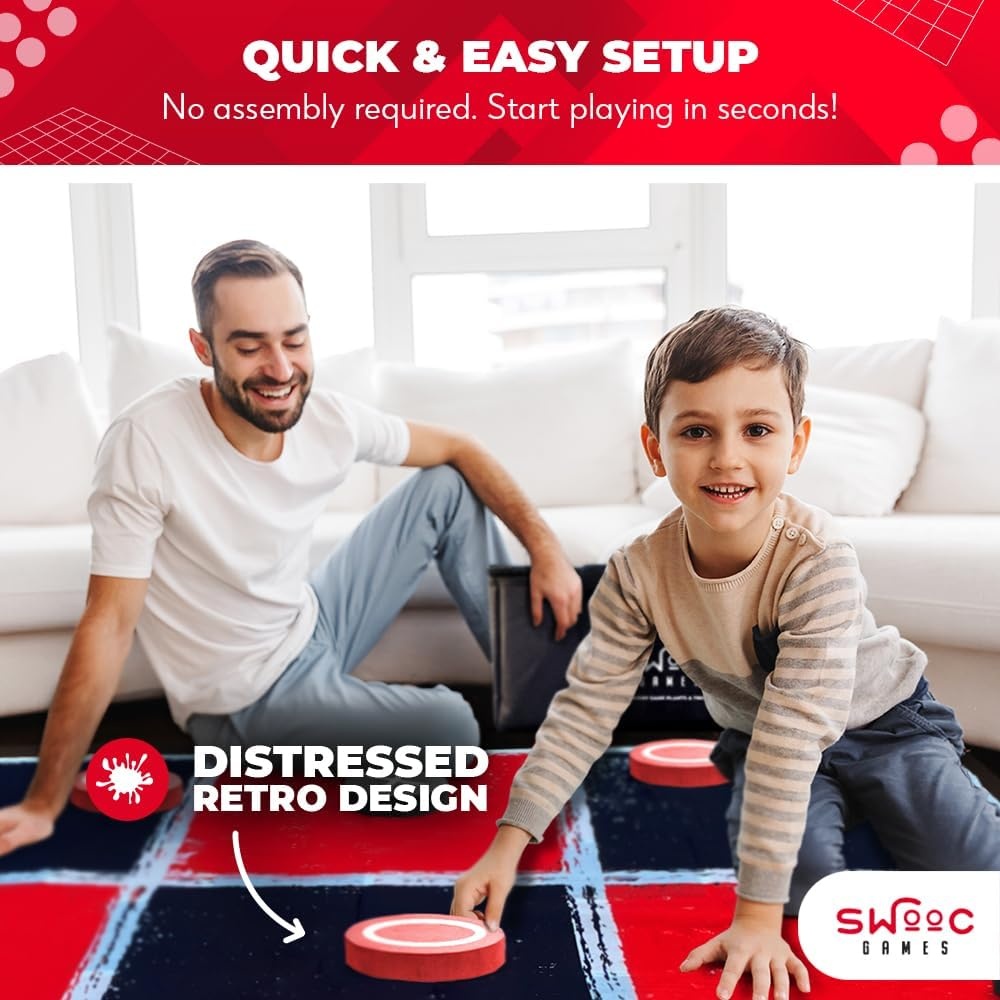 image:imageSwooc Games  2in1 Vintage Giant Checkers amp Tic Tac Toe Game WMat 3ft x 3ft  100 MachineWashable Canvas  Giant Outdoor Games for Kids  Yard Game for Kids  Jumbo Lawn Set  Large Checkers4ft x 4ft