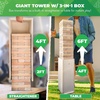 image:imageSWOOC Games  Giant Tower Game with 3in1 Straightener Table amp Storage Box  90 Faster Set Up with Transforming Box amp Straightener  Starts at 24ft  Grows to Over 6ft  Large Outdoor Yard Games