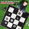 image:imageSwooc Games  3in1 Giant Chess Checkers amp Chess Tac Toe Game with Mat 4ft x 4ft  MachineWashable Canvas amp 5 Big Foam Discs  Giant Chess Set Outdoor amp Checkers Board Game for Adults amp Kids