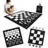 image:imageSwooc Games  3in1 Giant Chess Checkers amp Chess Tac Toe Game with Mat 4ft x 4ft  MachineWashable Canvas amp 5 Big Foam Discs  Giant Chess Set Outdoor amp Checkers Board Game for Adults amp Kids