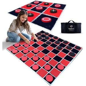 image:imageSwooc Games  2in1 Vintage Giant Checkers amp Tic Tac Toe Game WMat 3ft x 3ft  100 MachineWashable Canvas  Giant Outdoor Games for Kids  Yard Game for Kids  Jumbo Lawn Set  Large Checkers3ft x 3ft