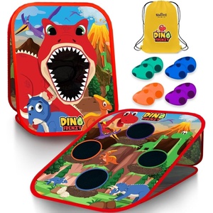 image:imageSwooc Games  Dino Frenzy  2in1 Corn Hole Games for Kids  5Second Setup  Dinosaur Bean Bag Toss Game for Kids  Kid Cornhole Game Set  Toddler Party Activity  Outside Bean Bags Kid Tossing