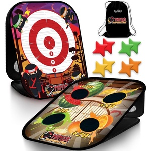 image:imageSwooc Games  Ninja Superstar  2in1 Corn Hole Games for Kids  5Second Setup  Ninja Toys for Boys  Bean Bag Toss Game for Kids  Cornhole Game Set Outdoor  Outdoor Toys  Throwing Star