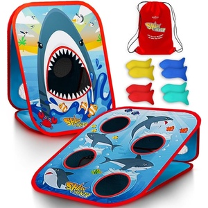 image:imageSwooc Games  Shark Frenzy  2in1 Bean Bag Toss Game for Kids  5Second Setup Toddler Party Games for Kids  Toddler Outdoor Fun  Corn Hole Shark Toys for Boys  Cornhole Game Set Outside